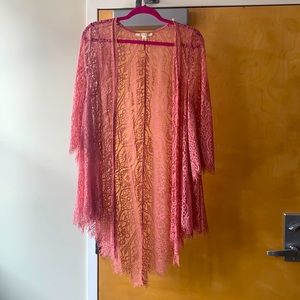 Pink lace duster